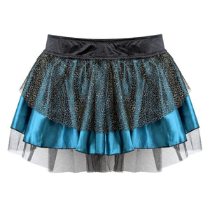 Women Multilayer Sexy Peacock Mesh Lace Pleated Tulle Mini Tutu Skirt Adult Fashion Party Dance Skirts Black/Blue Plus Size