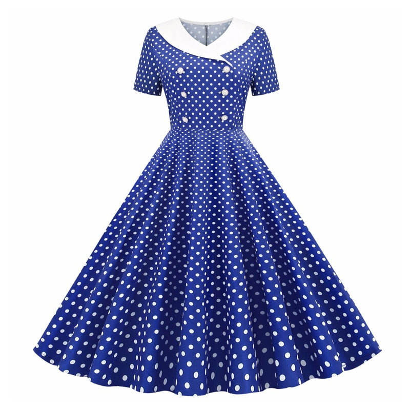 Double Breasted Polka Dot 50S 60S Robe Women Pinup Vintage Elegant Wra –  jetechband
