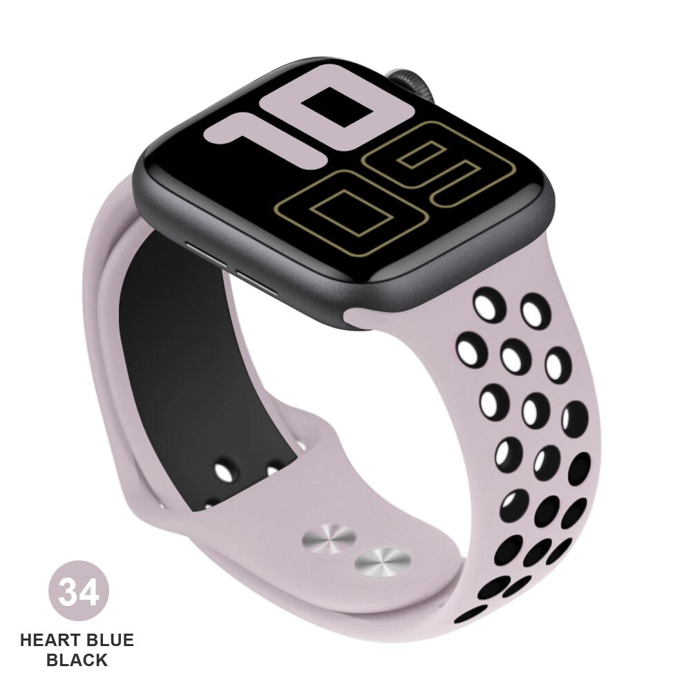 Band for Apple Watch 5 4 3 2 1 42MM 38MM soft Breathable strap Silicone Sports bands for Nike+ Iwatch series 5 4 3 40mm 44mm