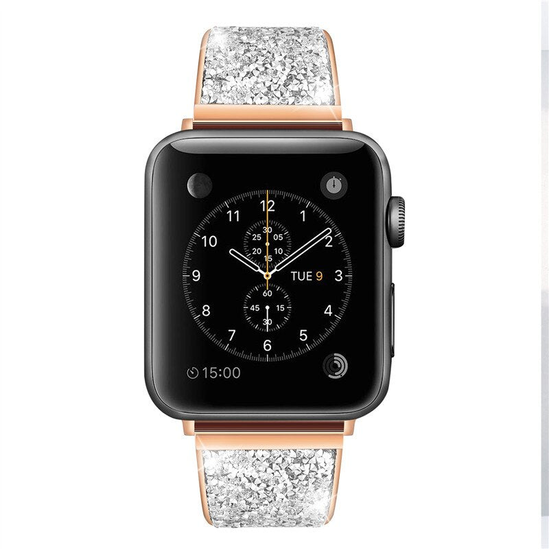 Rhinestone Diamond Stainless Steel Loop strap For apple watch band 44mm 40mm Metal Bracelet For iwatch Series 4/3/2/1 38mm 42mm