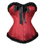 Overbust Corset Plus Size Satin Lace Up Sexy Corselet Corsets and Bustiers Tops Waist Cincher Corselet Gothic Lingerie Women