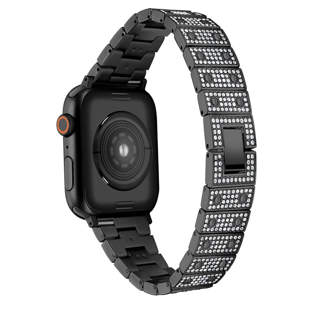Diamond Strap for Apple Watch Band 7 6 41mm 45mm 44mm 40mm Jewelry Metal Bracelet for iWatch Series 7 SE 5 3 38/42mm Wristbands