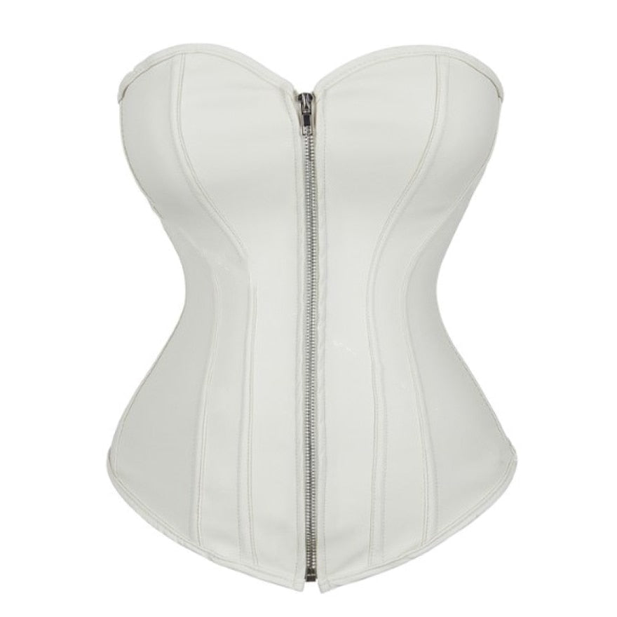 White Lingerie For Women Corset Leather Gothic Black Bustiers With