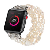 Real Pearl Bracelet for Apple Watch Band 42mm 44mm 38mm 40mm Stretch Irregular Beads Strap for Women iWatch Series SE & 6 5 4 3