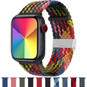 Adjustable Braided For Apple Watch iWatch Bands Series 40mm 44mm 38 40 6/SE/5/4/3 Solo Loop Stretchable Elastics Sport Wristband