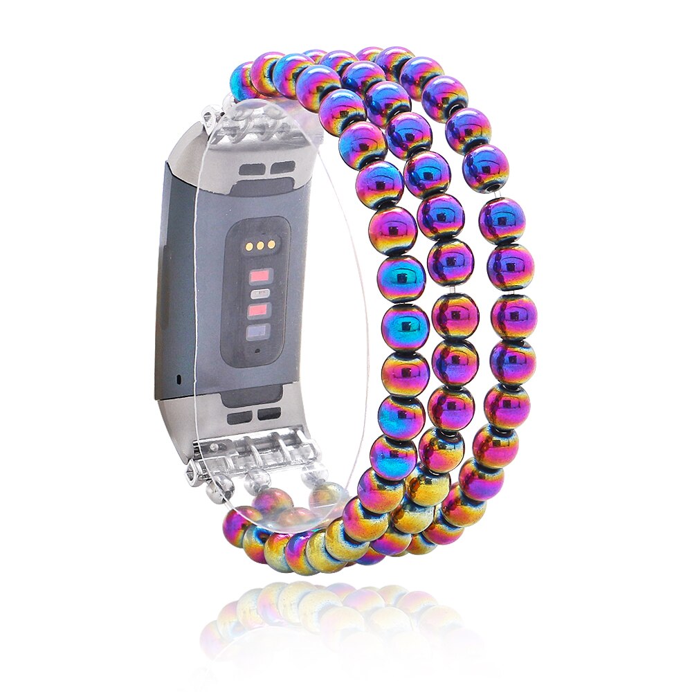Women Natural Stone Elastic Watchband For Fitbit Charge 3/4 Handmade Beads Smart Watch Strap For Unisex Watch Bracelet Wristband
