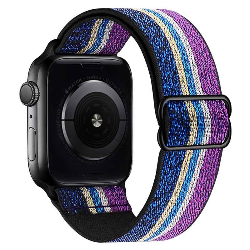 Scrunchie Strap for Apple watch band 44mm 40mm 38mm 42mm Adjustable Elastic Nylon solo Loop bracelet iWatch series 3 4 5 6 se
