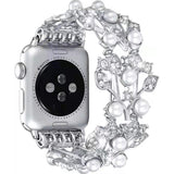 Pearl Diamond Strap for Apple Watch Band 6 44mm 40mm 38mm 42mm Women Jewelry Metal Belt for iWatch Bands Serie SE 5 4 3 Bracelet