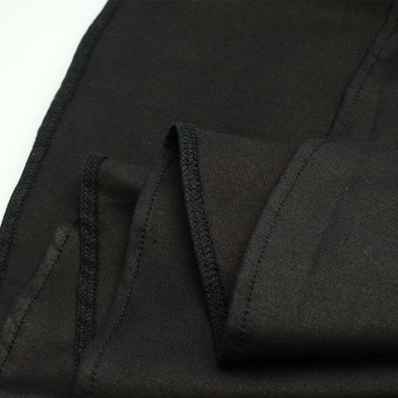 Black Elegant Button Front Women Vintage A Line High Waist Belted Knee Length Swing Dress