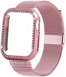 Diamond case+Milanese Loop band For Apple Watch Series 5/4/3/2/1 Stainless Steel Strap iwatch 38mm 42mm 40mm 44mm Wrist Bracelet
