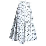 Vintage Polka Dot A-line Pleated Long Summer Women Korean Streetwear Elastic Waist Midi Skirt