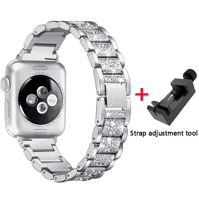 Diamond Band + case For Apple Watch 40mm 44mm 38mm 42mm iWatch series 5 4 3 2 1 bracelet apple watch stainless steel strap women