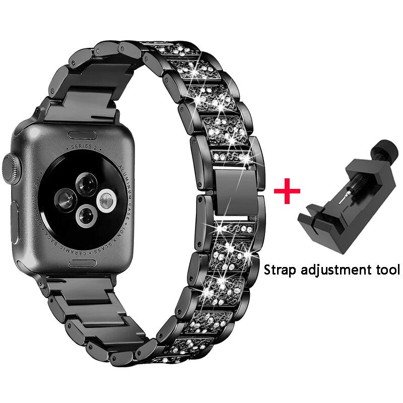 Diamond Band + case For Apple Watch 40mm 44mm 38mm 42mm iWatch series 5 4 3 2 1 bracelet apple watch stainless steel strap women