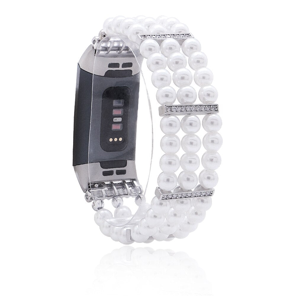 Women Natural Stone Elastic Watchband For Fitbit Charge 3/4 Handmade Beads Smart Watch Strap For Unisex Watch Bracelet Wristband