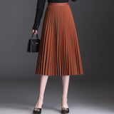 Summer Women Long Yellow Maxi Pleated High Waist Elastic Casual Party Midi Skirt