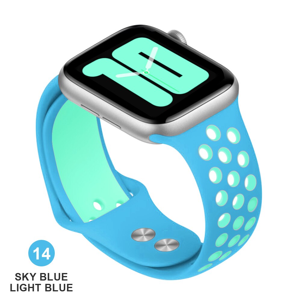 Band for Apple Watch 5 4 3 2 1 42MM 38MM soft Breathable strap Silicone Sports bands for Nike+ Iwatch series 5 4 3 40mm 44mm