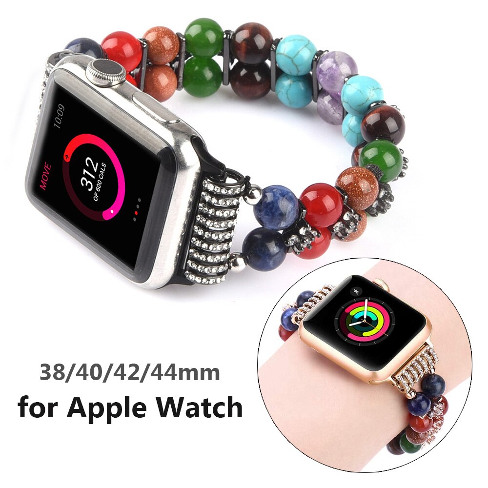 Yoga Stone Relax Bracelet Jewelry Bling Wristband Strap for Apple Watch SE 6 Band Chakras Beaded 38mm 40mm 42mm 44mm