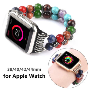 Yoga Stone Relax Bracelet Jewelry Bling Wristband Strap for Apple Watch SE 6 Band Chakras Beaded 38mm 40mm 42mm 44mm