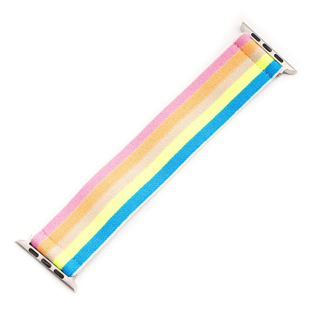 Bohemia Elastic Nylon Watch Strap for Apple Watch Band 42mm 44mm 38mm 40mm Scrunchie Solo Loop Bracelet for iwatch 6 SE 5 4 3