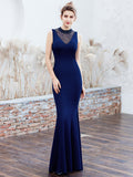 Elegant Beading Long Evening Dress Women Sofe Satin Backless Party Dress