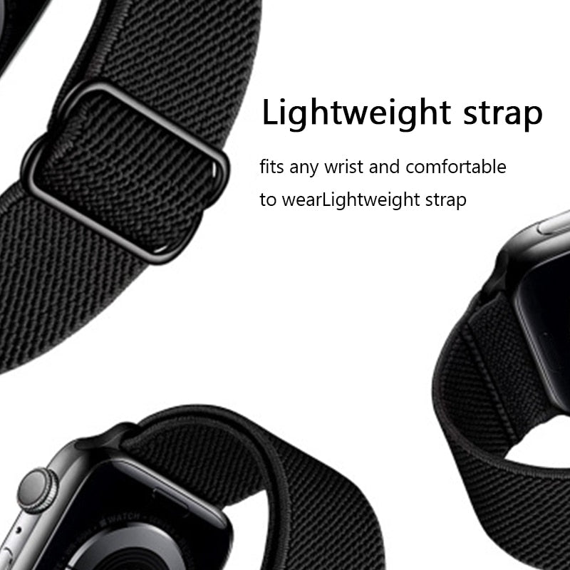 Scrunchie Strap for Apple watch band 44mm 40mm 38mm 42mm Adjustable Elastic Nylon solo Loop bracelet iWatch series 3 4 5 6 se