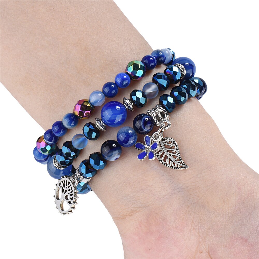 Blue Crystal Beads Strap for Apple Watch SE Series 6 5 4 3 Band Women Jewelry Bracelet for iWatch 40mm 44mm 38mm 42mm Wrist Belt