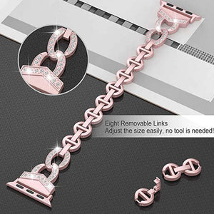 Women Jewelry Stainless Steel Strap for Apple Watch Band 44/40mm 38/42mm Diamond Belt for iWatch Bands Serie SE 6 5 4 3 Bracelet