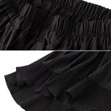 Autumn Summer Long Vintage Women Ruffles Spring Solid Casual Loose Elastic Waist Skirts