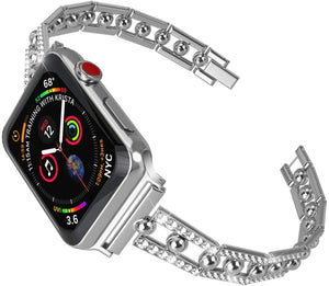 Apple Diamond One Bead Watchband SE 6/5/4/3/4/1 Stainless Steel Band 38mm 40mm / 42mm 44mm Universal Iwatch Wristband