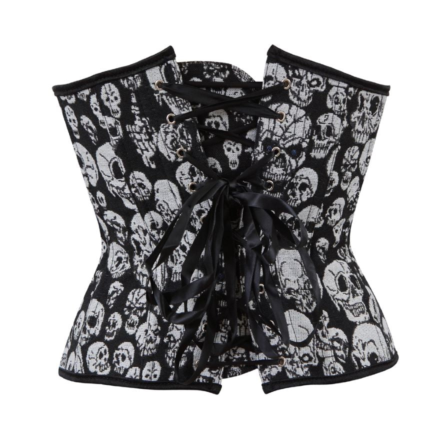 Women Sexy Gothic Skull Print Underbust Corset Burlesque Waist Cincher Body Shaper Corset Bustier Lingerie Top Plus Size Korsett