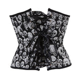 Women Sexy Gothic Skull Print Underbust Corset Burlesque Waist Cincher Body Shaper Corset Bustier Lingerie Top Plus Size Korsett