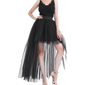Irregular Tulle Women Summer HLong Party Petticoat Casual Style Punk Goth Black igh Waist Skirt