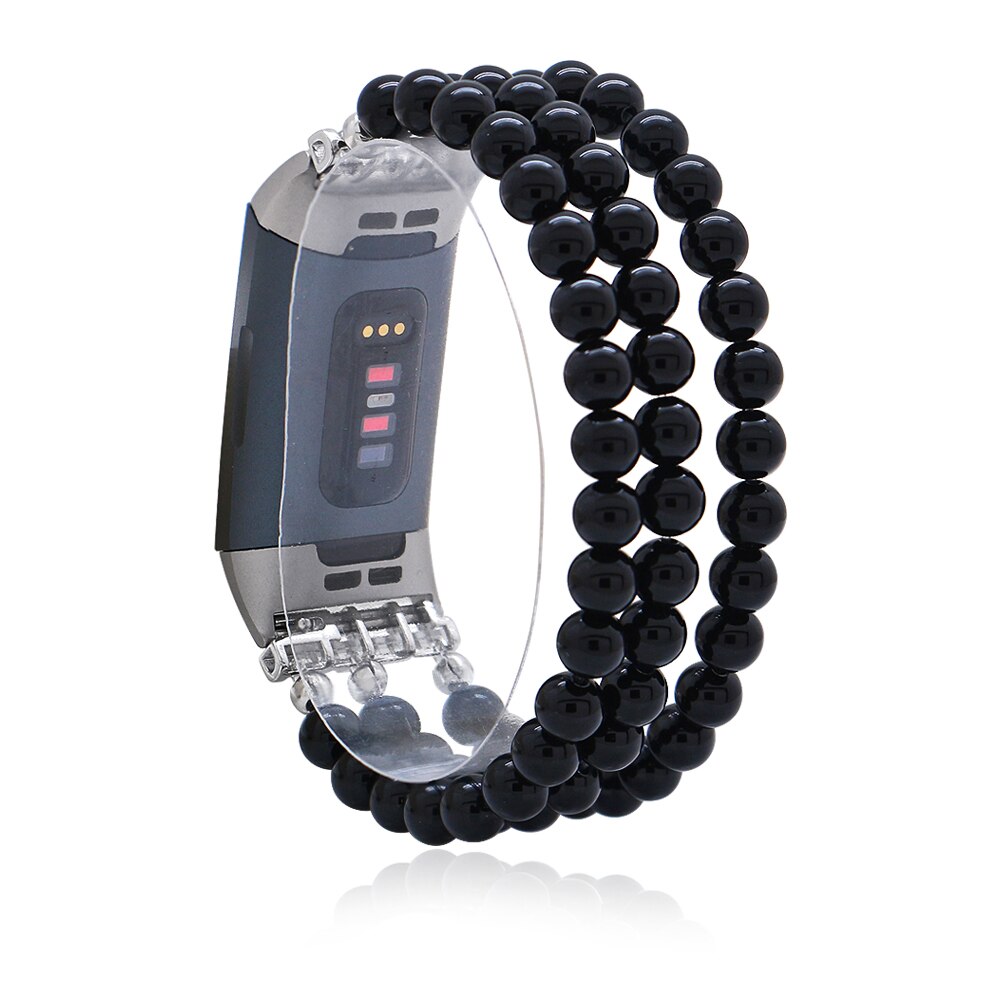 Women Natural Stone Elastic Watchband For Fitbit Charge 3/4 Handmade Beads Smart Watch Strap For Unisex Watch Bracelet Wristband