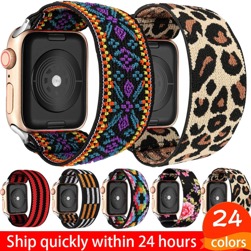 Elastic Watch Band for Apple Watch 5 6 4 Scrunchie Band 38mm 40mm 42mm 44mm Casual Women Strap Bracelet for iwatch series 6 5 4
