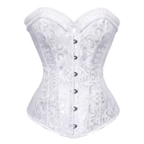 Women Gothic Sexy Satin Floral Overbust Corset Bustier Lingerie Body Shaper Waist Cincher Bridal Steel Boned Corset Top