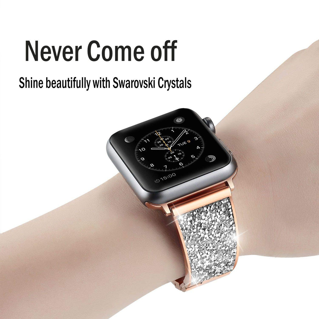 woman Diamond strap For Apple Watch Band 38mm 42mm 40mm 44mm iWatch Series 5 4 3 Stainless steel strap Apple Watch link Bracelet