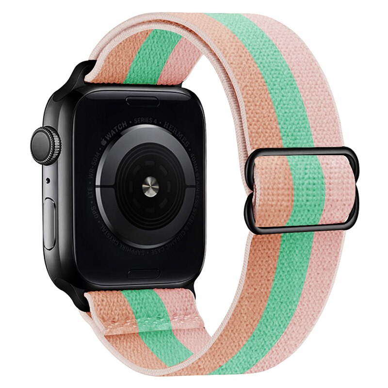 Adjustable Elastic Nylon solo Loop Strap for Apple watch band 44mm 40mm 38mm 42mm Scrunchie bracelet iWatch series 3 4 5 6 se
