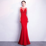 Backless Appliques Beading Long Evening Dress Elegant Long Party Dress