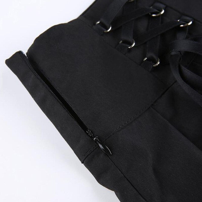 Y2K Aesthetics Lace Trim Low Waist Sexy High Waist Black Cute Short Bottoms Clubwear Skirts