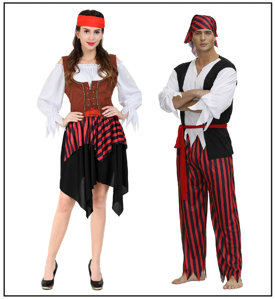 Pirate Costume Adults Mens Women Pirate Corset with Dress Mens Steampunk Pirate Costume Pirates of the Caribbean Cosplay