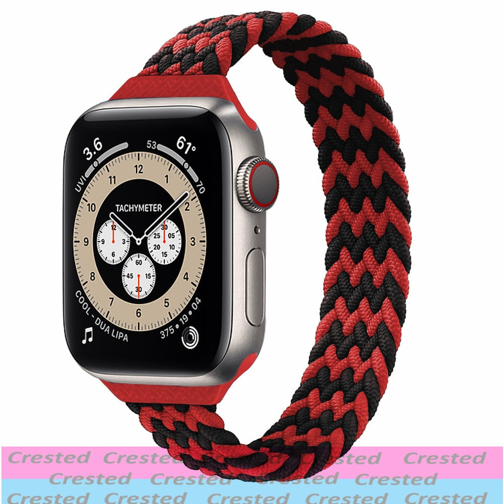 Slim Braided Solo Loop For Apple watch band 44mm 40mm 42mm 38mm 42 mm FABRIC Elastic belt bracelet iWatch serie 6 5 4 3 se strap