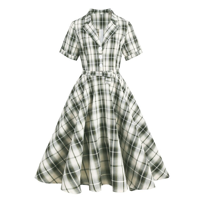 green emerald velvet dress All You Can Be Olive Green Plaid Dress, Medium - The Mint Julep Boutique main image 1