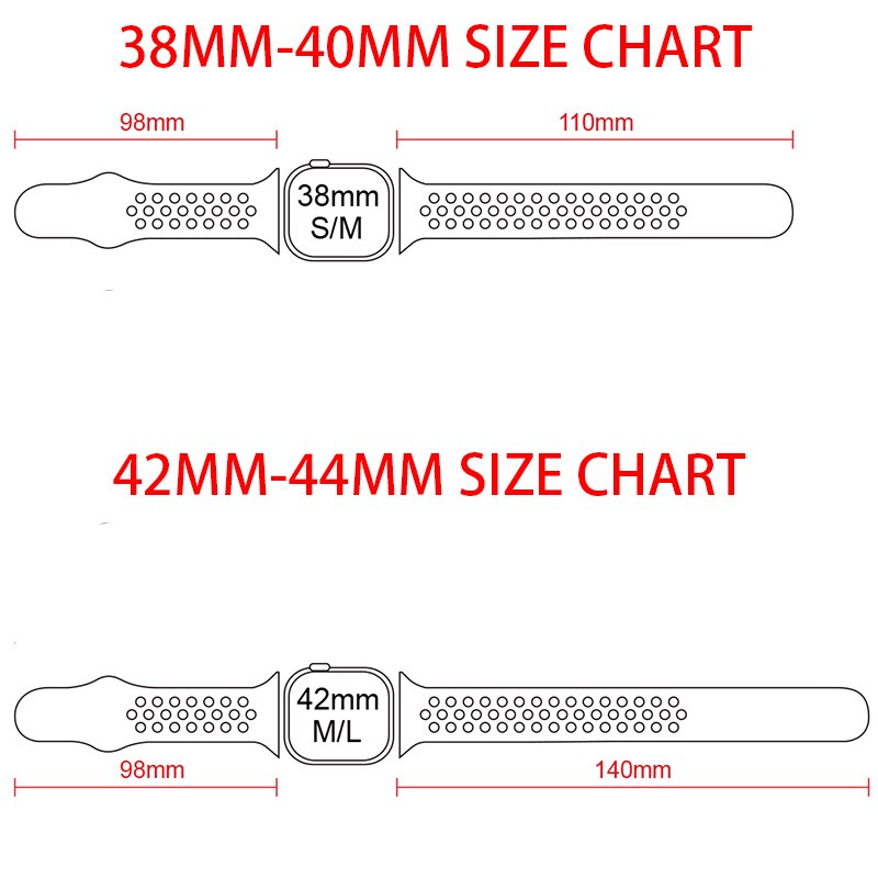 Band for Apple Watch 5 4 3 2 1 42MM 38MM soft Breathable strap Silicone Sports bands for Nike+ Iwatch series 5 4 3 40mm 44mm