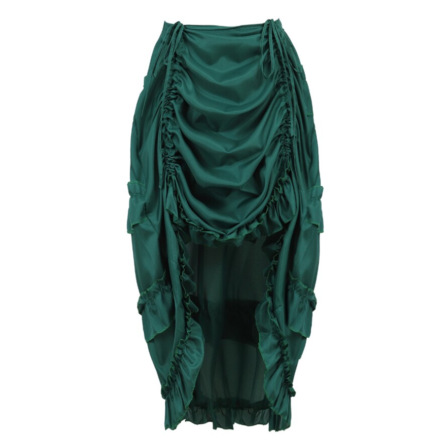 Women Gothic Steampunk Asymmetrical Pleated High Low Dancing Skirt Irregular Ruffles Pirate Skirts Halloween Costumes Plus Size