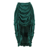 Women Gothic Steampunk Asymmetrical Pleated High Low Dancing Skirt Irregular Ruffles Pirate Skirts Halloween Costumes Plus Size