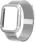 Diamond case+Milanese Loop band For Apple Watch Series 5/4/3/2/1 Stainless Steel Strap iwatch 38mm 42mm 40mm 44mm Wrist Bracelet