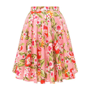 Autumn High Waist Skirt Cotton Womens Polka Dot Floral Print Vinatge Swing Pinup Rockabilly 50s Retro Vintage Party Skirts