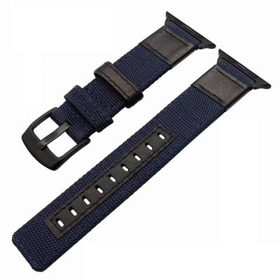 Nylon Leather Strap For Apple Watch Band 40mm 44mm 42mm 38mm Canvas Woven Wrist Bracelet Watchband for iwatch series 6 5 4 3 2 1