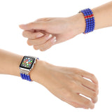 Blue Bracelet Bands for Apple Watch Strap 38mm 40mm 42mm 44mm Replacement Beaded Bling Rhinestone Wristband Dressy Strap Woman