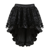 Women Steampunk Gothic Asymmetrical High Low Skirts Burlesque Sexy Floral Lace Ruffles Skirt Showgirls Fashion Dance Skirt
